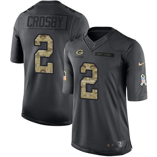 Nike Packers #2 Mason Crosby Black Men's Stitched NFL Limited 2016 Salute To Service Jersey - Click Image to Close